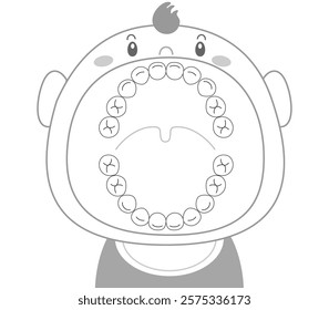 Clip art of baby teeth with big mouth