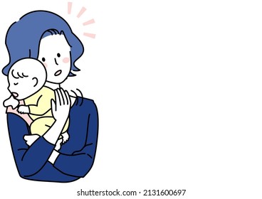 Clip art of baby vomiting with burp