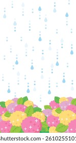 Clip art background of hydrangea.　Vertical background.