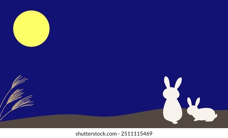 Clip de fondo de arte de conejo viendo la luna