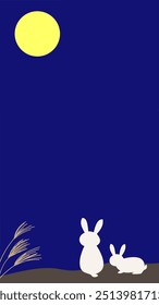 Clip art background of rabbit watching the moon