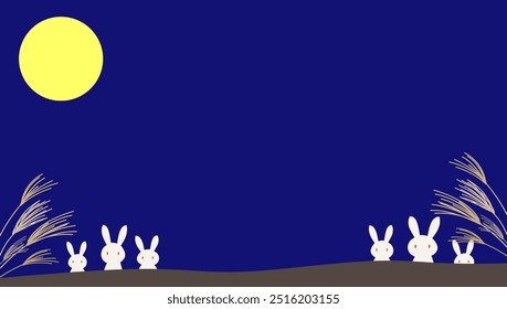 Clip art background of rabbit watching the moon