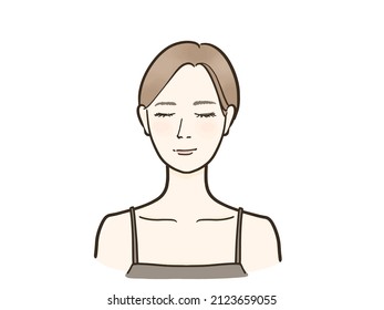 Clip art of bare face woman with eyes closed