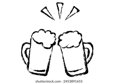 Clip art of beer mug of simple brush touch