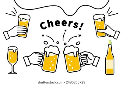 Clip art of beer and a person's hand happily toasting with beer