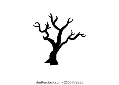 Clip art of bent tree silhouette
