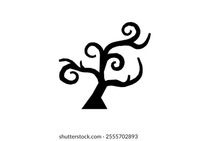 Clip art of bent tree silhouette