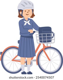 Clip art of bicycle and student with  helmet