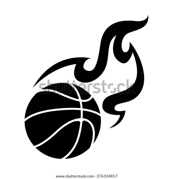 Clip Art Black Basketball Fire On Stock Vector (Royalty Free) 376334857