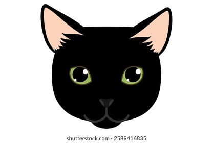 Clip art of black cat, face icon, Vector Illustration