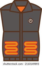 Clip art of black electric heating vest.(The mark on the chest represents the power source, not the logo of the brand.)