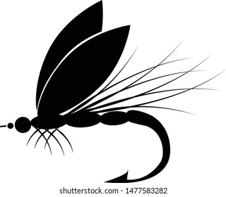 clip art black fishing on white background - Vector