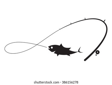 клип арт черная рыбалка на белом фоне