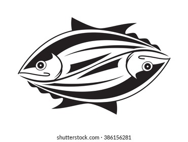 clip art black tuna fish on white background