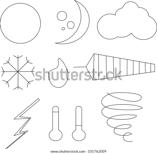 Clip Art Black White Weather Icons Stock Vector Royalty Free