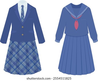 Clip art of blazer uniform and sailor suit