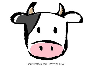 Clip art of bovine face with brush touch