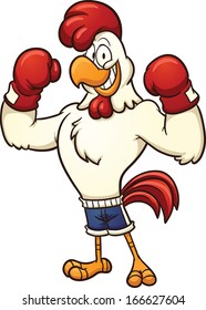 Clip art of a boxing chicken. Vector cartoon illustration with simple gradients. All in a single layer. 