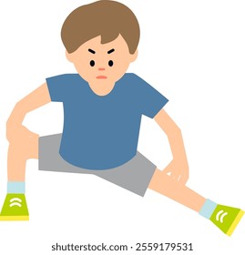 Clip art of boy doing stretching and other flexibility exercises