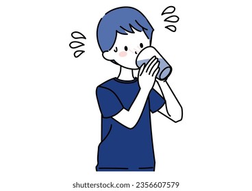 Clip art of boy drinking water