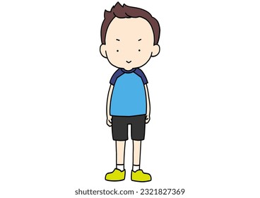 Clip art of boy of elementary school standing straight