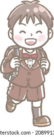Clip art of a boy entering elementary school No background