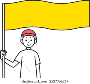 Clip art of boy with flag in gym uniform