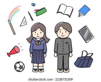 Clip art of boy and girl enjoying student life