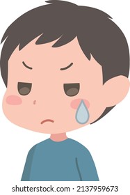 Clip art of boy with grumpy face