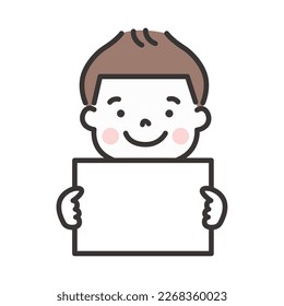 Clip art of boy holding white board