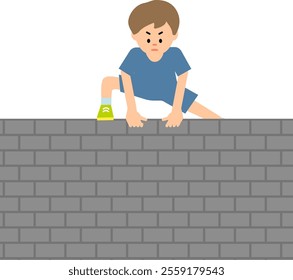 Clip art of boy overcoming a wall