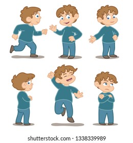 clip art boy set different moods