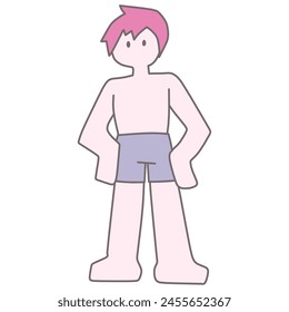Clip art of boy in swimsuit deformed cute