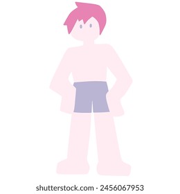 Clip art of boy in swimsuit deformed cute