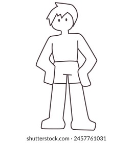 Clip art of boy in swimsuit deformed cute