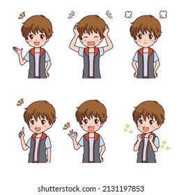 Clip art of boy in various poses