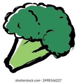 Clip art of broccoli with brush touch