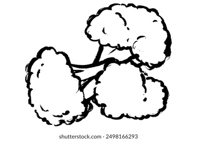 Clip art of broccoli with brush touch