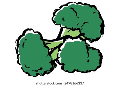 Clip art of broccoli with brush touch