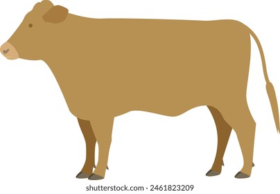 Clip art of brown cattle seen from the side