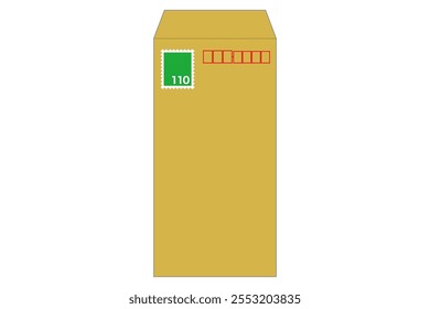 Clip art of brown envelope with 110 yen stamp