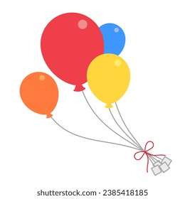 Clip art of bundled colorful balloons Color without line