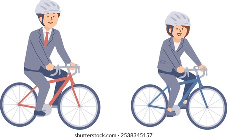 Clip art of businessman commuting by road bike