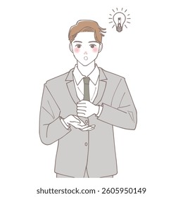 Clip art of a businessman man who came up with something.