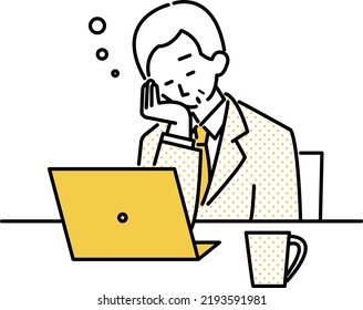 Clip art of businessman taking a nap at his desk.