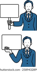 Clip art of businessman with whiteboard.