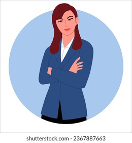 Clip art of a businesswoman, arms crossed, perfect for business presentations, office materials, and leadership profiles. Symbolize professionalism and confidence