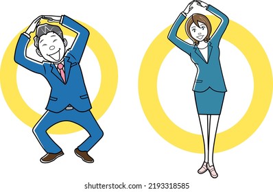 Clip art of businesswoman and businessman doing OK pose