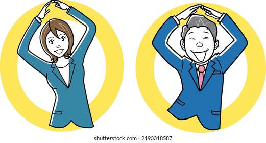 Clip art of businesswoman and businessman doing OK pose