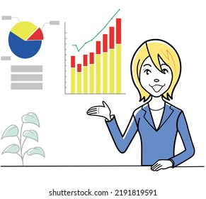 Clip art of businesswoman making a presentation